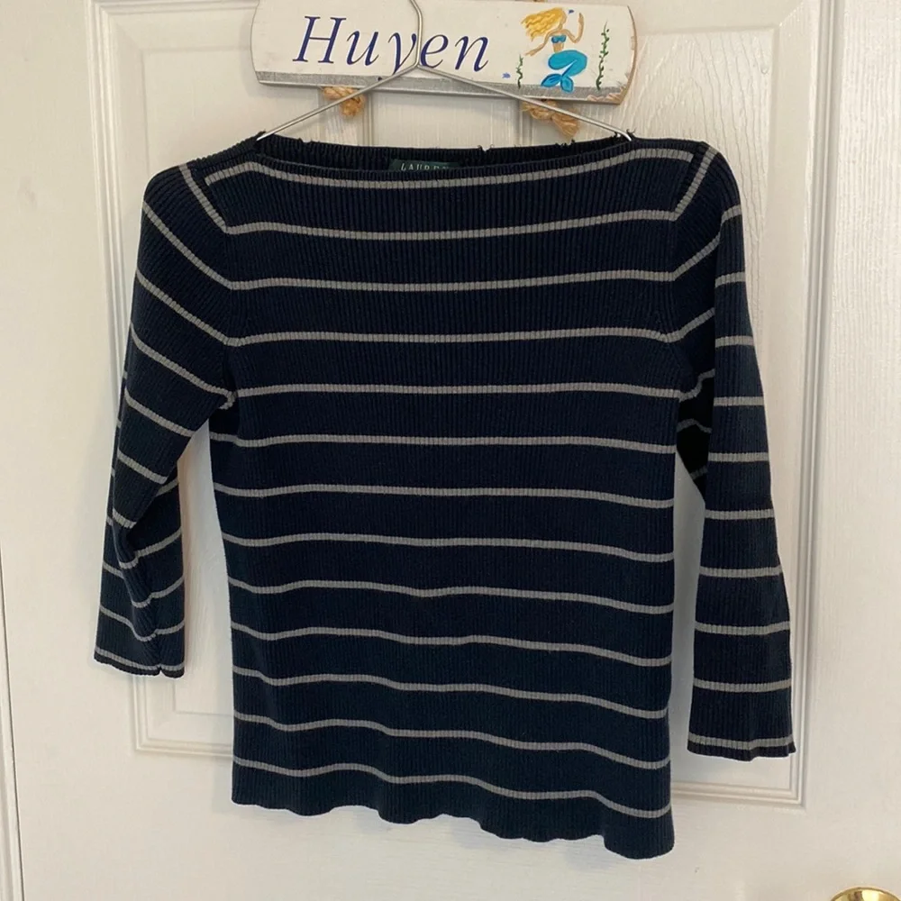 Lauren Ralph Lauren Sweater - Navy Blue/Gray - Small - Picture 1 of 3